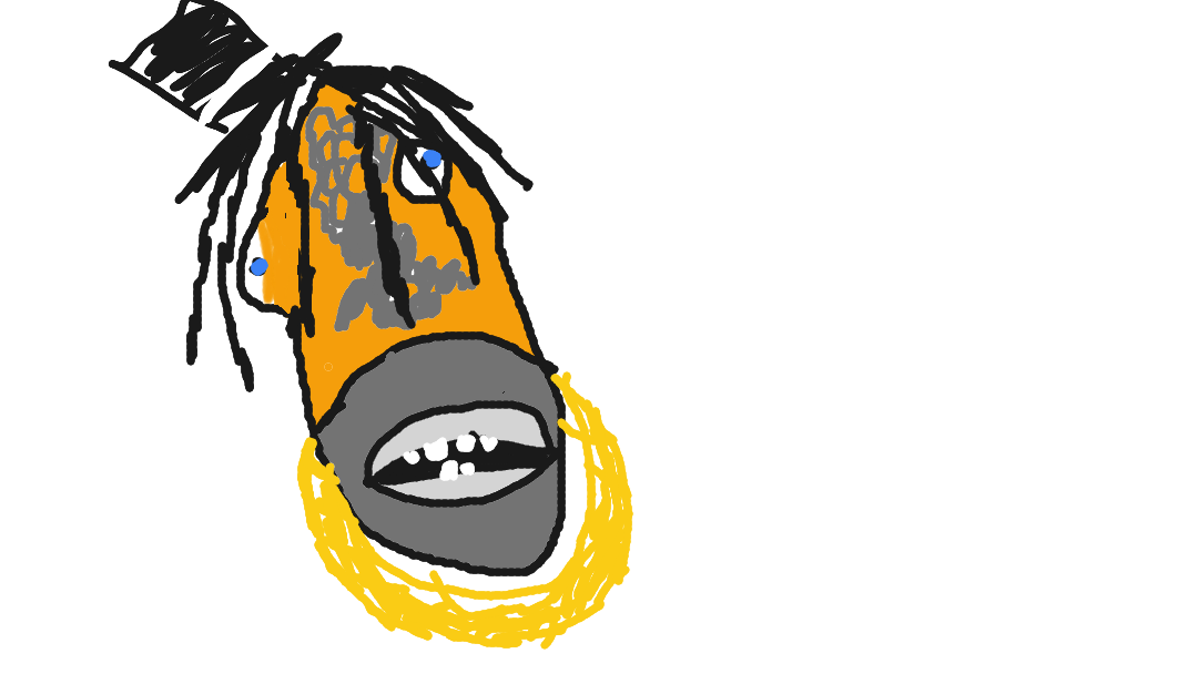 Poorly drawn travis scott fih wearing a top hat